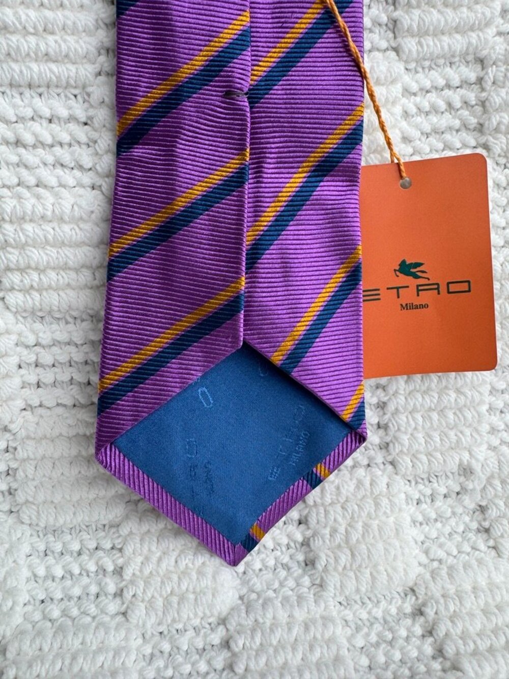 ETRO Milano Purple Striped Silk Tie Made Italy NWT Designer Necktie - Picture 4 of 6